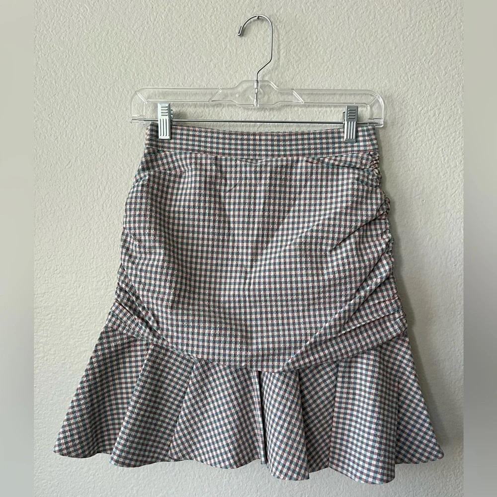 Veronica Beard Blue & Red Plaid Ruffle Skirt in Women’s Size 0